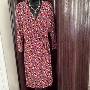 Anne Klein Rusty Orange Faux Wrap Dress – Size 12 (#527)